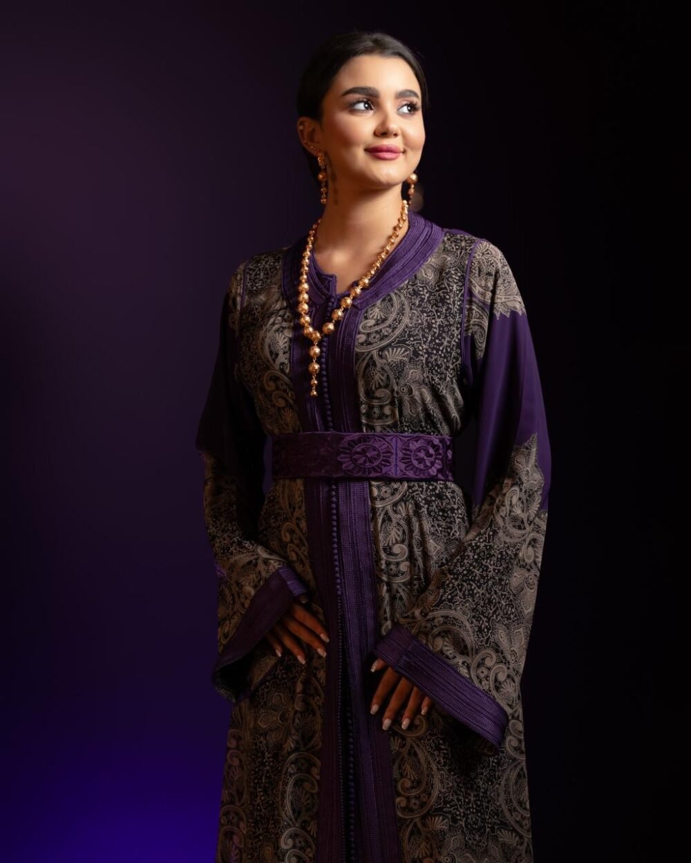 Caftan Velours Violet & Broderies Argentées