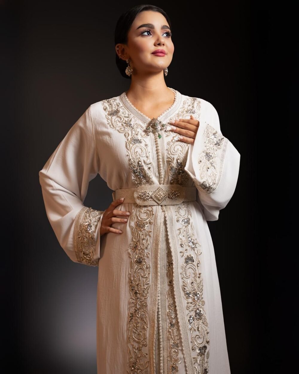 Caftan Mousline Jorjette & Tarz Rbati Blanc